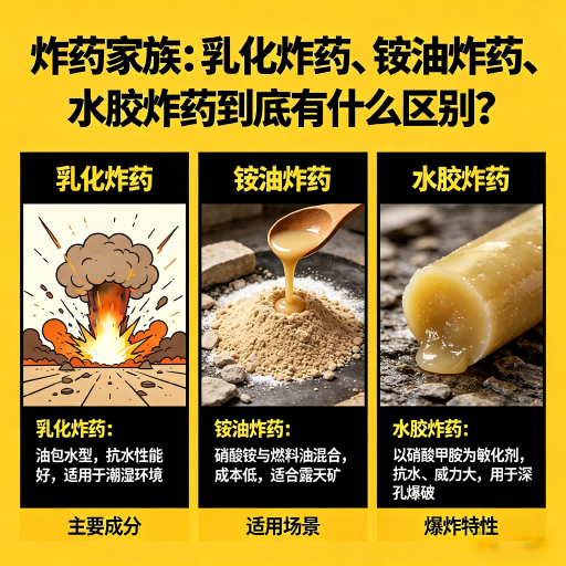 浦北炸药家族：乳化炸药、铵油炸药、水胶炸药到底有什么区别？